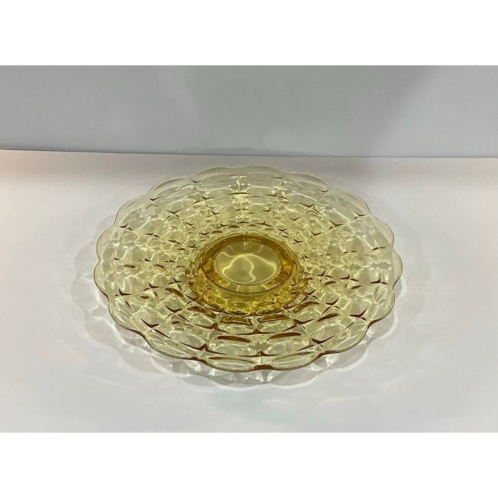 Indiana Glass Vintage Constellation Cake Plate Yellow